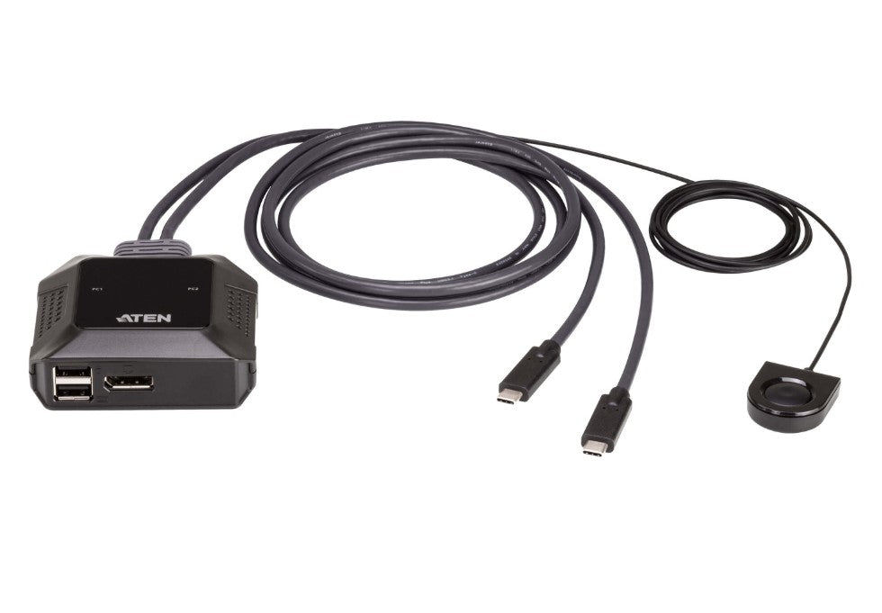 Aten 2-Port 4K DisplayPort USB-C Cable KVM Switch with Remote Port Selector Aten 2-Port 4K DisplayPort USB-C Cable KVM Switch with Remote Port Selector